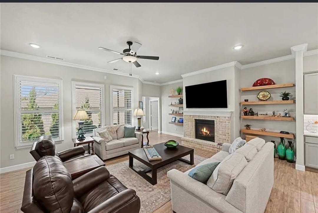 Great room with fireplace